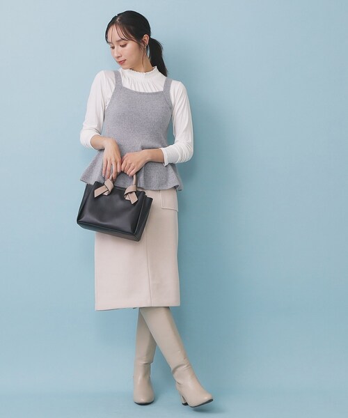 index（インデックス）の「ペプラムニットキャミソール/アンサンブル対応【洗える】（タンクトップ・レディース・パープル/ホワイト系9/ブラウン系その他/グレー・00）」の7枚目の写真