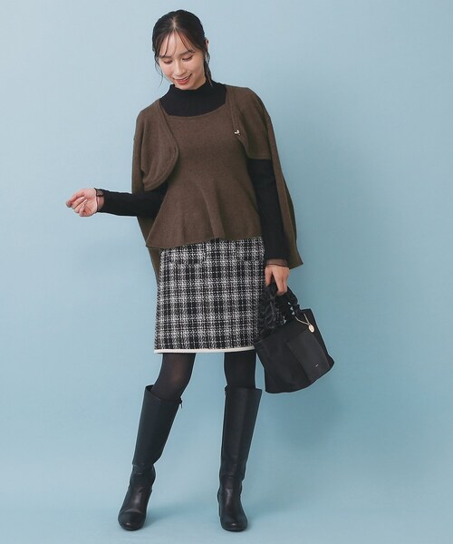 index（インデックス）の「ペプラムニットキャミソール/アンサンブル対応【洗える】（タンクトップ・レディース・パープル/ホワイト系9/ブラウン系その他/グレー・00）」の11枚目の写真