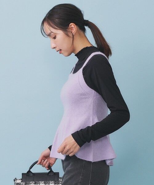 index（インデックス）の「ペプラムニットキャミソール/アンサンブル対応【洗える】（タンクトップ・レディース・パープル/ホワイト系9/ブラウン系その他/グレー・00）」の13枚目の写真