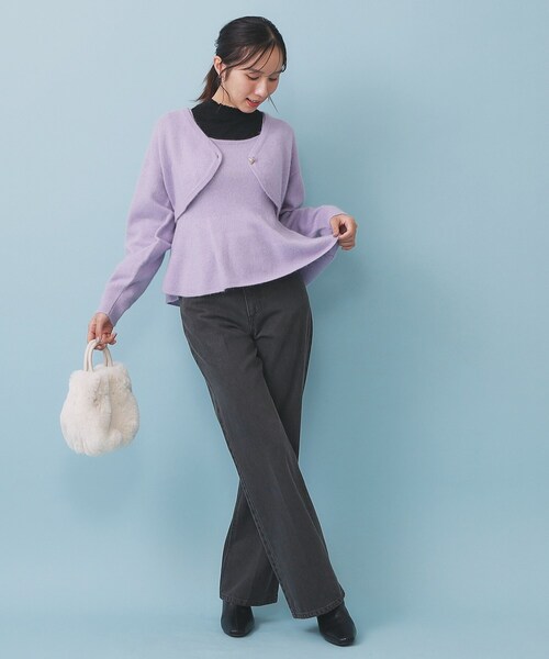 index（インデックス）の「ペプラムニットキャミソール/アンサンブル対応【洗える】（タンクトップ・レディース・パープル/ホワイト系9/ブラウン系その他/グレー・00）」の15枚目の写真