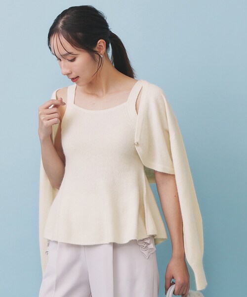 index（インデックス）の「ペプラムニットキャミソール/アンサンブル対応【洗える】（タンクトップ・レディース・パープル/ホワイト系9/ブラウン系その他/グレー・00）」の17枚目の写真