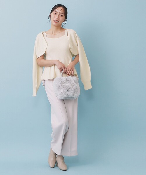 index（インデックス）の「ペプラムニットキャミソール/アンサンブル対応【洗える】（タンクトップ・レディース・パープル/ホワイト系9/ブラウン系その他/グレー・00）」の18枚目の写真