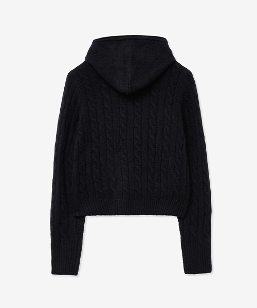 LADY VOLUME(レディーボリューム)の「WOOL KNIT CABLE SLIM HOOD ZIP UP_BLACK(カーディガン/ボレロ・レディース・その他・SMALL/MEDIUM)」の3枚目の写真