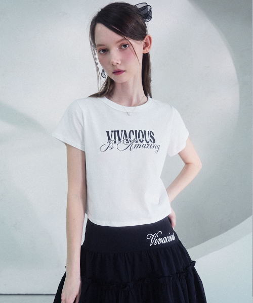 Vivacious（ビバシャス）の「Chill Crop Tee WHITE x RED（Tシャツ/カットソー・レディース・ホワイト・SMALL/MEDIUM）」の3枚目の写真