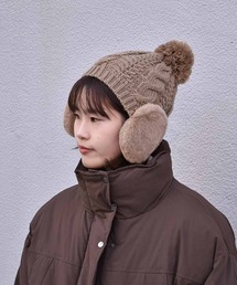 ファー付耳あてニット帽