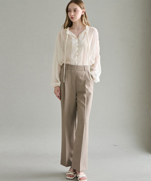 BLANCU（ブランユー）の「エリートフィットハイウエストパンツ（スラックス・レディース・ブラック/ベージュ・FREE/LARGE）」の3枚目の写真