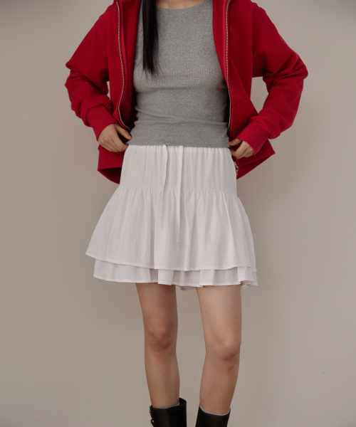 38COMEONCOMMON（38カモンコモン）の「Tiered Mini Skirts (White)（スカート・レディース・その他・FREE）」の3枚目の写真
