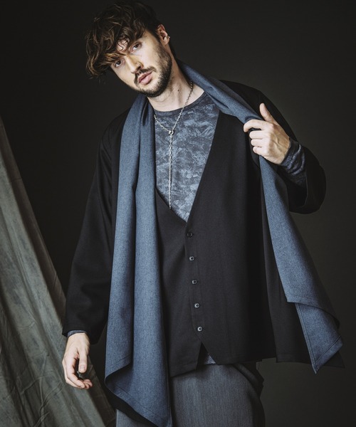 NO ID.(ノーアイディ)の「【NO ID.】Flexible Layered Gown / フレキシブル レイヤード ガウン(カーディガン/ボレロ・メンズ・ブラック/その他22/グレー・ONE SIZE)」の18枚目の写真