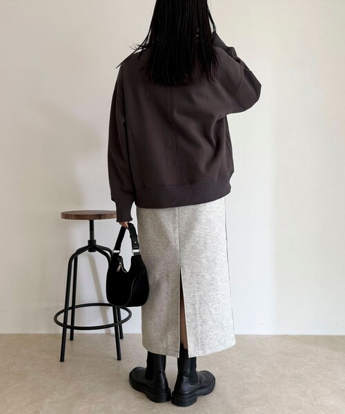 fredy emue(フレディエミュ)の「ソフトニットメルトンスカート(スカート・レディース・オフホワイト/チャコールグレー・36/38)」の4枚目の写真