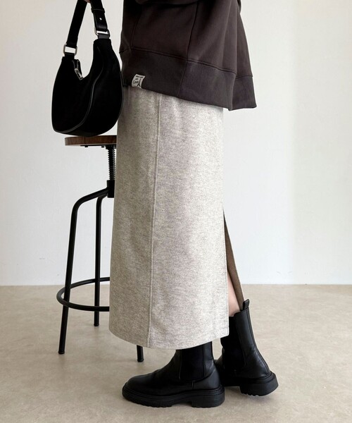 fredy emue(フレディエミュ)の「ソフトニットメルトンスカート(スカート・レディース・オフホワイト/チャコールグレー・36/38)」の7枚目の写真