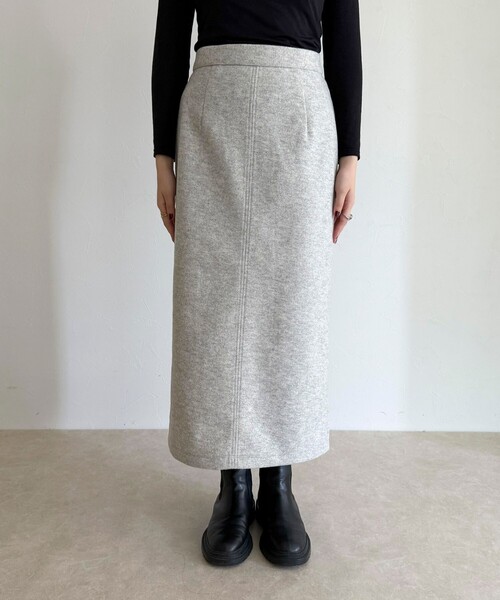 fredy emue(フレディエミュ)の「ソフトニットメルトンスカート(スカート・レディース・オフホワイト/チャコールグレー・36/38)」の12枚目の写真