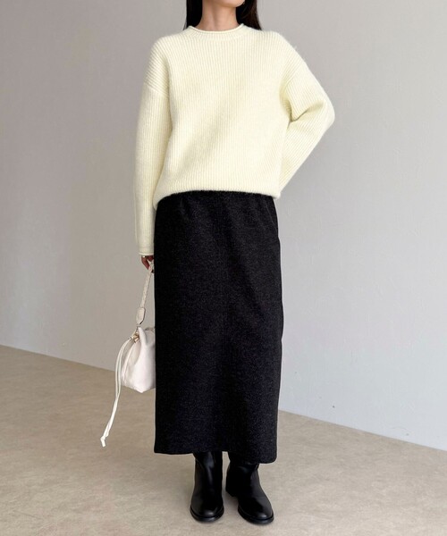 fredy emue(フレディエミュ)の「ソフトニットメルトンスカート(スカート・レディース・オフホワイト/チャコールグレー・36/38)」の18枚目の写真