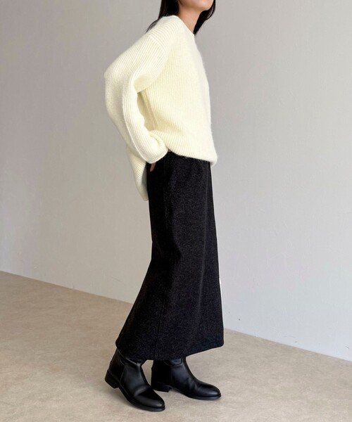fredy emue(フレディエミュ)の「ソフトニットメルトンスカート(スカート・レディース・オフホワイト/チャコールグレー・36/38)」の19枚目の写真