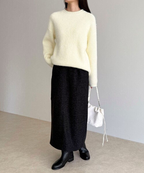 fredy emue(フレディエミュ)の「ソフトニットメルトンスカート(スカート・レディース・オフホワイト/チャコールグレー・36/38)」の20枚目の写真