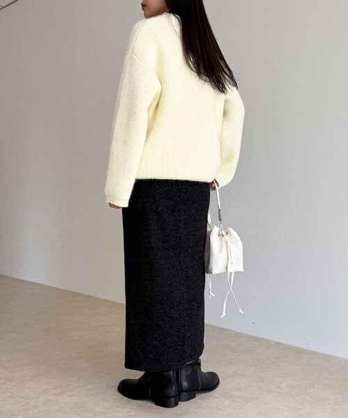 fredy emue(フレディエミュ)の「ソフトニットメルトンスカート(スカート・レディース・オフホワイト/チャコールグレー・36/38)」の21枚目の写真