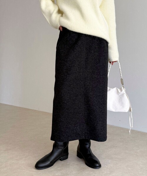 fredy emue(フレディエミュ)の「ソフトニットメルトンスカート(スカート・レディース・オフホワイト/チャコールグレー・36/38)」の22枚目の写真