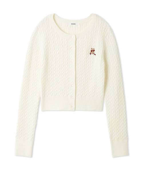 SNIDEL(スナイデル)の「リボンベアニットカーディガン(カーディガン/ボレロ・レディース・アイボリー/ネイビー/レッド・F)」の2枚目の写真