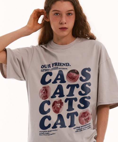 MATCHGLOBE(マッチグローブ)の「アワーキャット オーバーサイズTシャツ(ベージュ)(Tシャツ/カットソー・レディース・その他・FREE)」の3枚目の写真