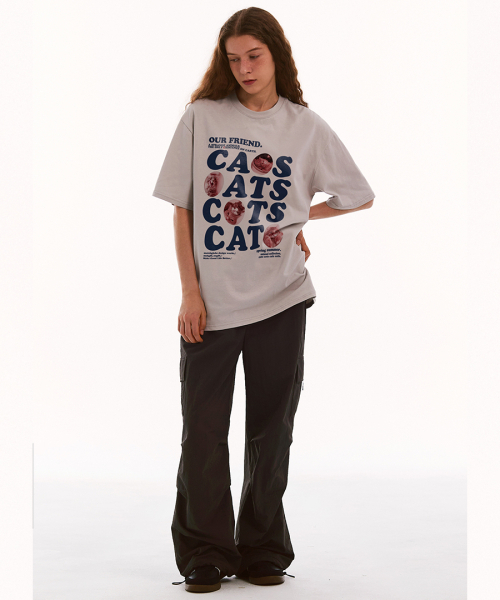MATCHGLOBE(マッチグローブ)の「アワーキャット オーバーサイズTシャツ(ベージュ)(Tシャツ/カットソー・レディース・その他・FREE)」の4枚目の写真