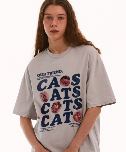 MATCHGLOBE(マッチグローブ)の「アワーキャット オーバーサイズTシャツ(ベージュ)(Tシャツ/カットソー・レディース・その他・FREE)」の5枚目の写真