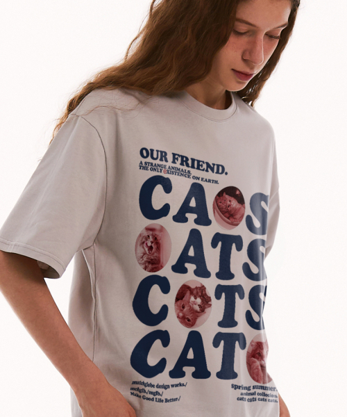 MATCHGLOBE(マッチグローブ)の「アワーキャット オーバーサイズTシャツ(ベージュ)(Tシャツ/カットソー・レディース・その他・FREE)」の6枚目の写真