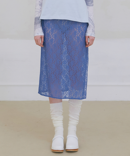 POEV(ポエブ)の「Floral Lace Layered Skirt - Dusty Blue(スカート・レディース・その他・FREE)」の1枚目の写真