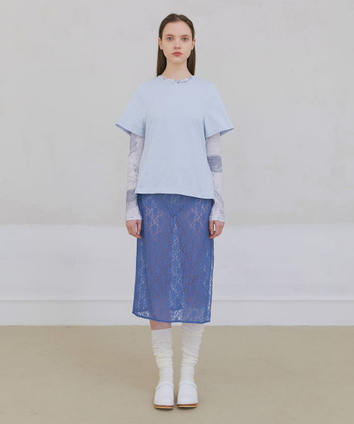 POEV(ポエブ)の「Floral Lace Layered Skirt - Dusty Blue(スカート・レディース・その他・FREE)」の2枚目の写真