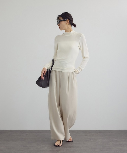 SALON adam et rope'(サロン アダム エ ロペ)の「トレビラツイルカービーパンツ(その他パンツ・レディース・ベージュ/ブラック・M/S)」の6枚目の写真