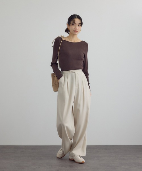 SALON adam et rope'(サロン アダム エ ロペ)の「トレビラツイルカービーパンツ(その他パンツ・レディース・ベージュ/ブラック・M/S)」の7枚目の写真