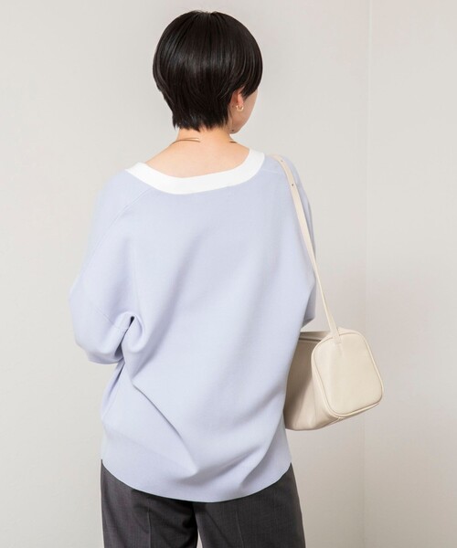 NOLLEY’S Sophi（ノーリーズソフィ）の「【一部WEB限定カラー】《手洗い可能》スムース編みVネックカーディガン（カーディガン/ボレロ・レディース・ミント/サックスブルー/ダークネイビー/クリーム・38）」の18枚目の写真