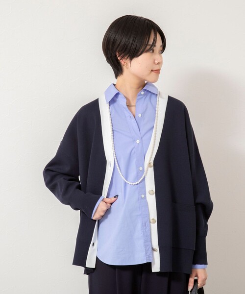 NOLLEY’S Sophi（ノーリーズソフィ）の「【一部WEB限定カラー】《手洗い可能》スムース編みVネックカーディガン（カーディガン/ボレロ・レディース・ミント/サックスブルー/ダークネイビー/クリーム・38）」の22枚目の写真