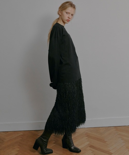 LE CIEL BLEU(ルシェルブルー)の「グリッターフリンジスカート / Glitter Fringe Skirt(スカート・レディース・ブラック・38/36/34)」の2枚目の写真