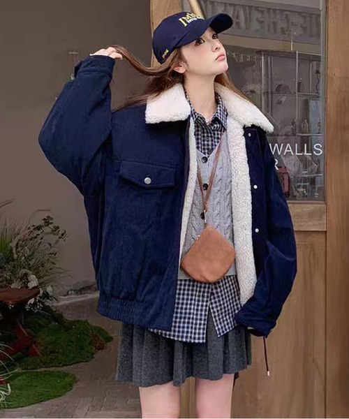 セール】裏地付きコーデュロイのゆったりジャケット（ブルゾン