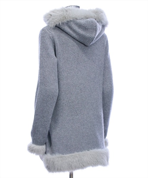 clear（クリア）の「ファーフードニットワンピース[着回し力抜群 ガーリー]（ワンピース・レディース・アイボリー/グレー・F）」の12枚目の写真