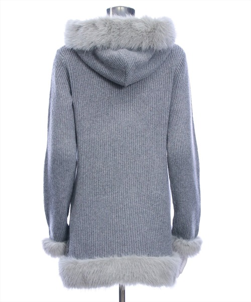 clear（クリア）の「ファーフードニットワンピース[着回し力抜群 ガーリー]（ワンピース・レディース・アイボリー/グレー・F）」の13枚目の写真