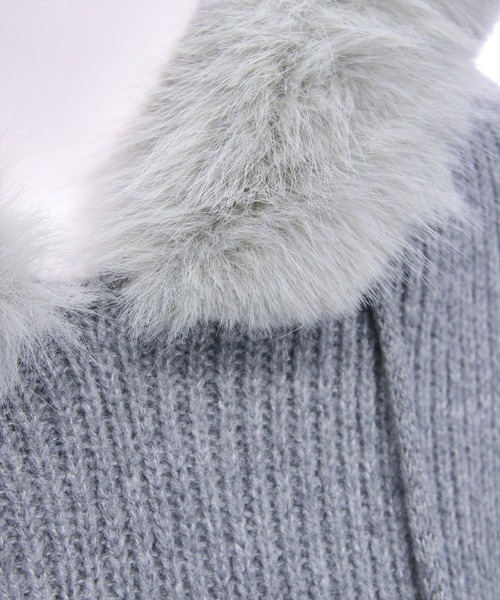 clear（クリア）の「ファーフードニットワンピース[着回し力抜群 ガーリー]（ワンピース・レディース・アイボリー/グレー・F）」の9枚目の写真