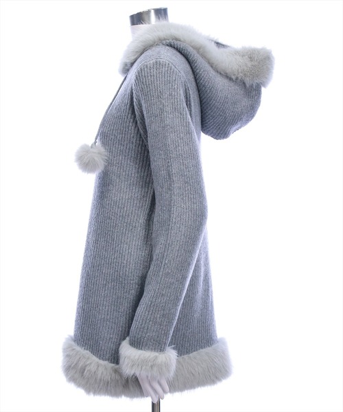 clear（クリア）の「ファーフードニットワンピース[着回し力抜群 ガーリー]（ワンピース・レディース・アイボリー/グレー・F）」の17枚目の写真