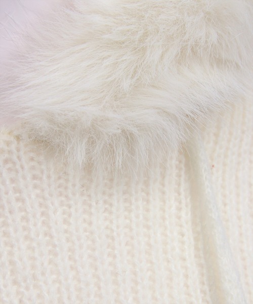 clear（クリア）の「ファーフードニットワンピース[着回し力抜群 ガーリー]（ワンピース・レディース・アイボリー/グレー・F）」の8枚目の写真