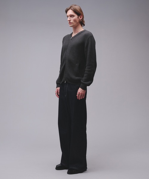 Regen Glanz(レーゲングランツ)の「crewneck knit zip jacket / クルーネックニットジップジャケット(カーディガン/ボレロ・メンズ・チャコールグレー/ワインレッド・SMALL/MEDIUM/LARGE)」の8枚目の写真