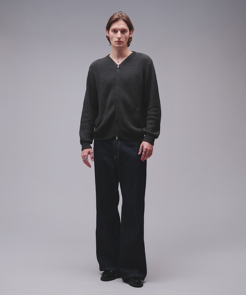 Regen Glanz(レーゲングランツ)の「crewneck knit zip jacket / クルーネックニットジップジャケット(カーディガン/ボレロ・メンズ・チャコールグレー/ワインレッド・SMALL/MEDIUM/LARGE)」の7枚目の写真