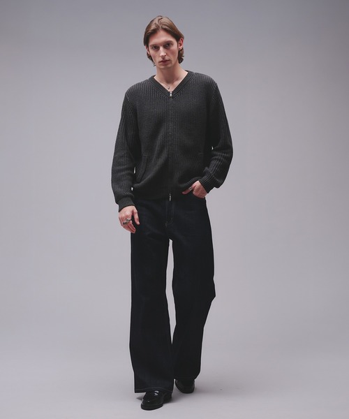 Regen Glanz(レーゲングランツ)の「crewneck knit zip jacket / クルーネックニットジップジャケット(カーディガン/ボレロ・メンズ・チャコールグレー/ワインレッド・SMALL/MEDIUM/LARGE)」の10枚目の写真