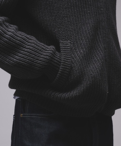 Regen Glanz(レーゲングランツ)の「crewneck knit zip jacket / クルーネックニットジップジャケット(カーディガン/ボレロ・メンズ・チャコールグレー/ワインレッド・SMALL/MEDIUM/LARGE)」の12枚目の写真