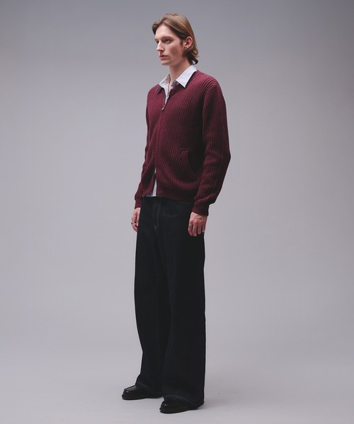 Regen Glanz(レーゲングランツ)の「crewneck knit zip jacket / クルーネックニットジップジャケット(カーディガン/ボレロ・メンズ・チャコールグレー/ワインレッド・SMALL/MEDIUM/LARGE)」の17枚目の写真