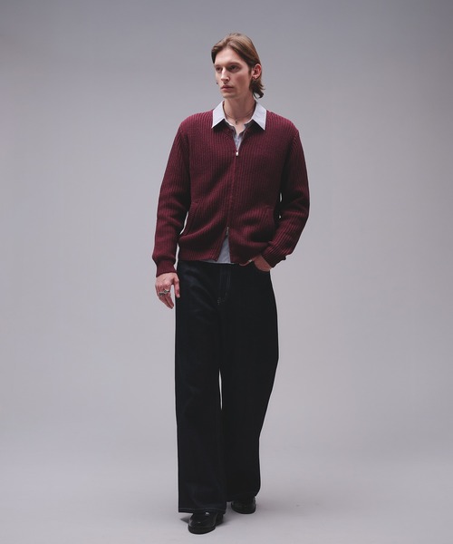 Regen Glanz(レーゲングランツ)の「crewneck knit zip jacket / クルーネックニットジップジャケット(カーディガン/ボレロ・メンズ・チャコールグレー/ワインレッド・SMALL/MEDIUM/LARGE)」の19枚目の写真