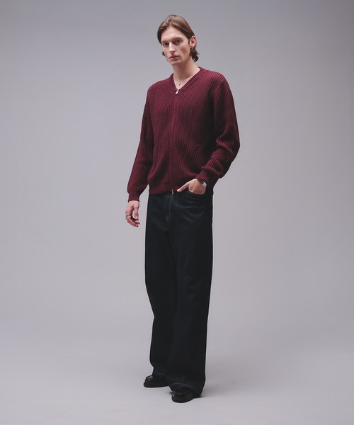 Regen Glanz(レーゲングランツ)の「crewneck knit zip jacket / クルーネックニットジップジャケット(カーディガン/ボレロ・メンズ・チャコールグレー/ワインレッド・SMALL/MEDIUM/LARGE)」の20枚目の写真