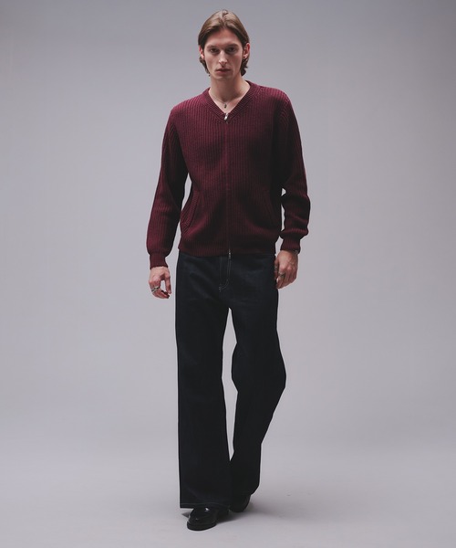 Regen Glanz(レーゲングランツ)の「crewneck knit zip jacket / クルーネックニットジップジャケット(カーディガン/ボレロ・メンズ・チャコールグレー/ワインレッド・SMALL/MEDIUM/LARGE)」の21枚目の写真