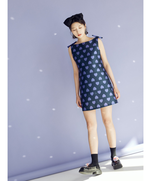BOMNAL BOUTIQUE(ボムナルブティック)の「リボンミニドレス _ ネイビー(ワンピース・レディース・その他・SMALL/MEDIUM)」の3枚目の写真