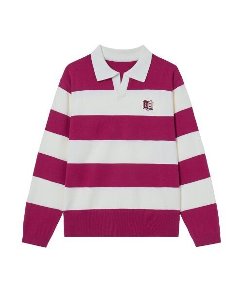 Textbook Stripe Collared Sweater Men - Red