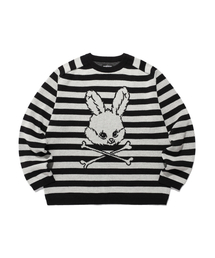 NICE GHOST CLUB | SKULL RABBIT STRIPE KNIT_BLACK(NG2FSUK600A)(ニット/セーター)