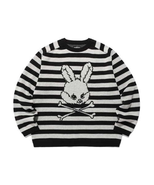 NICE GHOST CLUB(ナイスゴーストクラブ)の「SKULL RABBIT STRIPE KNIT_BLACK(NG2FSUK600A)(ニット/セーター・レディース・ブラック・S/M/L)」の1枚目の写真